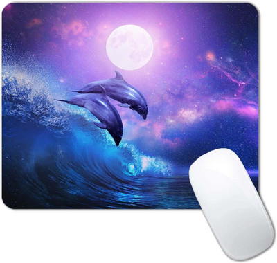 Night Ocean Beautiful Dolphins egérpad Egérpad csúszásmentes gumi egérpadok varrott élek 9,5x7,9 hüvelykes laptop irodához
