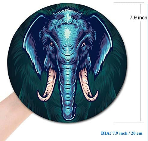 Kék elefánt kerek egérpad játékhoz egéralátét Vízálló, kör alakú egérpad csúszásmentes gumialap 7,9x0,12 hüvelykes