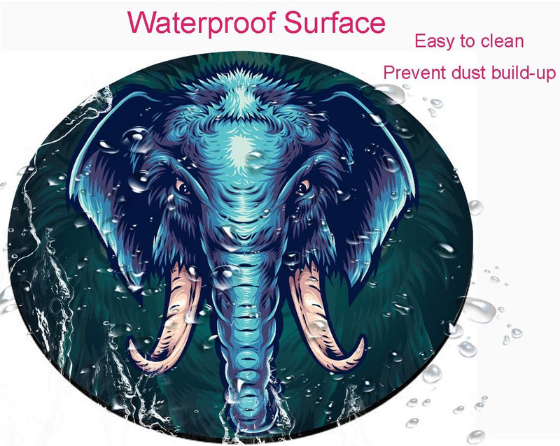 Kék elefánt kerek egérpad játékhoz egéralátét Vízálló, kör alakú egérpad csúszásmentes gumialap 7,9x0,12 hüvelykes