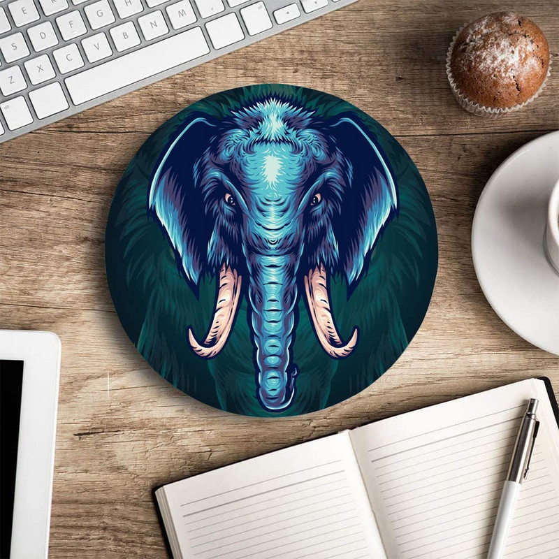 Kék elefánt kerek egérpad játékhoz egéralátét Vízálló, kör alakú egérpad csúszásmentes gumialap 7,9x0,12 hüvelykes