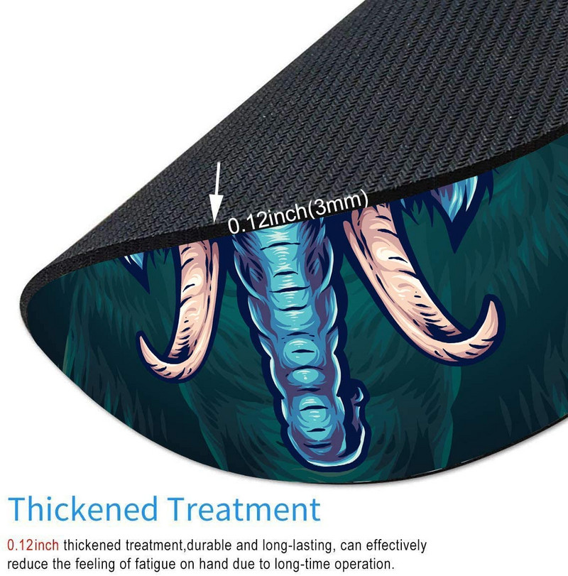 Kék elefánt kerek egérpad játékhoz egéralátét Vízálló, kör alakú egérpad csúszásmentes gumialap 7,9x0,12 hüvelykes