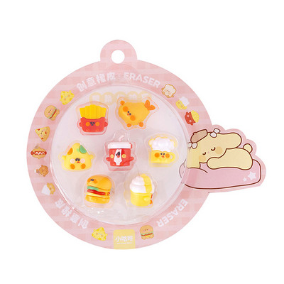 1Szett Kreatív gyorséttermi hamburger sült krumpli pirítós alakú aranyos radír készlet ceruza radír gyerekeknek ajándék iskolai kellékek