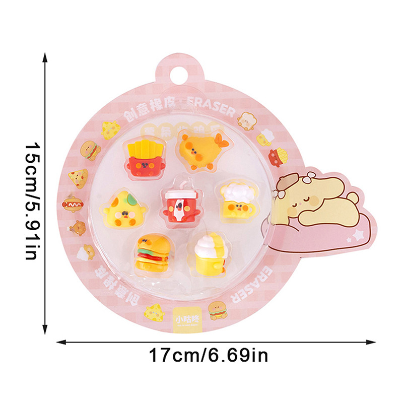 1Szett Kreatív gyorséttermi hamburger sült krumpli pirítós alakú aranyos radír készlet ceruza radír gyerekeknek ajándék iskolai kellékek