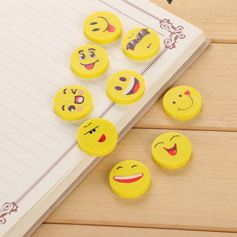 10db Creative Expression Radír Mosoly Arc Stílus Tanulás Írószer Otthoni Munka Iskolai tanulók Nyeremény Ajándék gyerekeknek Véletlenszerű