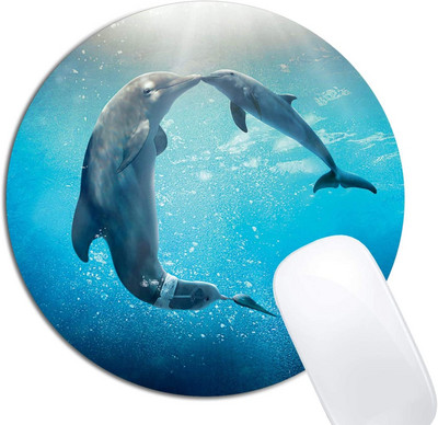 Dolphin egérpad kerek, csúszásmentes gumi egérpad laptop irodai számítógép dekor Aranyos asztali kiegészítők egyedi tervezésű egérpad