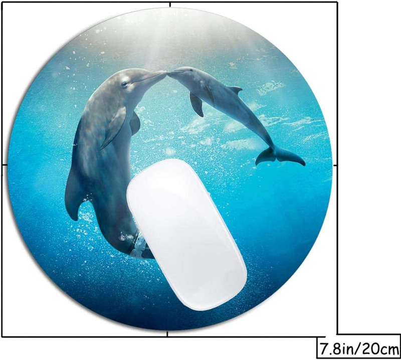 Dolphin egérpad kerek, csúszásmentes gumi egérpad laptop irodai számítógép dekor Aranyos asztali kiegészítők egyedi tervezésű egérpad