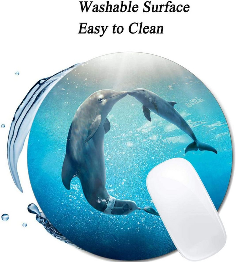 Dolphin egérpad kerek, csúszásmentes gumi egérpad laptop irodai számítógép dekor Aranyos asztali kiegészítők egyedi tervezésű egérpad