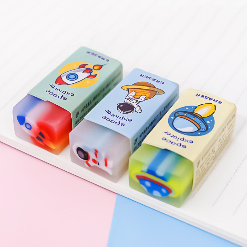 Ellen Brook 1 PCS animacinis filmas mielas Kawaii astronautas gyvūnai guminis mini trintuko rinkinys vaikams raštinės reikmenys, mokykliniai reikmenys