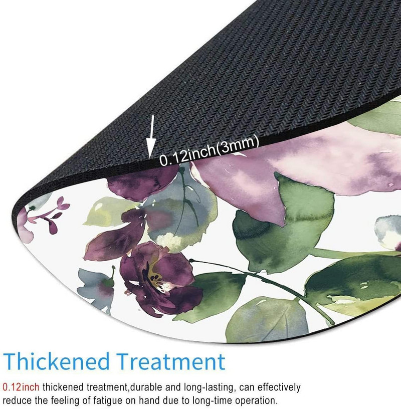 Kerek lila virágos egérpad prémium textúrájú kis egéralátét vízálló, csúszásmentes gumitalppal laptop számítógépes irodába