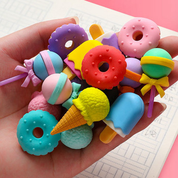 1 τεμ. Kawaii Ice Cream Donuts Lollipop Αποσπώμενη λαστιχένια γόμα για παιδιά Εργαλείο διόρθωσης δώρου Σχολική γραφική ύλη Δημιουργικό δώρο