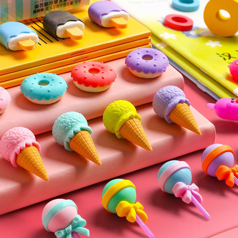 1 tk Kawaii jäätisesõõrikud pulgakomm, eemaldatav kummikustutuskumm lastele kingituste parandamise tööriist kooli kirjatarbed loominguline kingitus