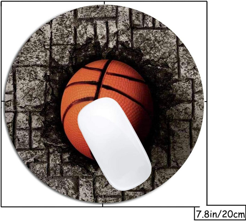 Kosárlabda kőpadlós egérpad kerek, csúszásmentes gumi egérpad Laptop irodai számítógép dekoráció Aranyos asztali kivitelű egérpad