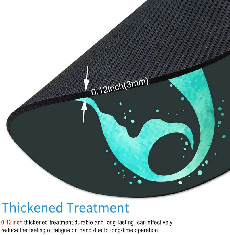 Gyönyörű Mermaid egérpad Kerek MatMermaid kör alakú egérpadok kék szürke méret 7,9 x 7,9 x 0,12 hüvelyk