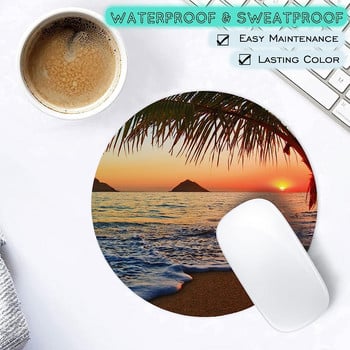 Χαβάης Beach Mouse Pad Circular Gaming Mouse Pad, 7,9x7,9 ιντσών φορητά αντιολισθητικά ποντικιά βάσης από καουτσούκ για φορητό υπολογιστή γραφείου