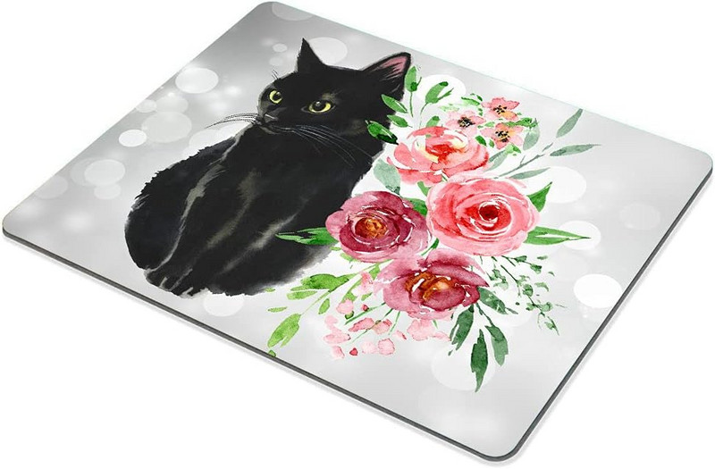 Macskaasztal-kiegészítők Macska egérpad irodai fekete macska irodai íróasztal-kiegészítők Aranyos egérpad macska íróasztal 9,5 x 7,9 hüvelykes