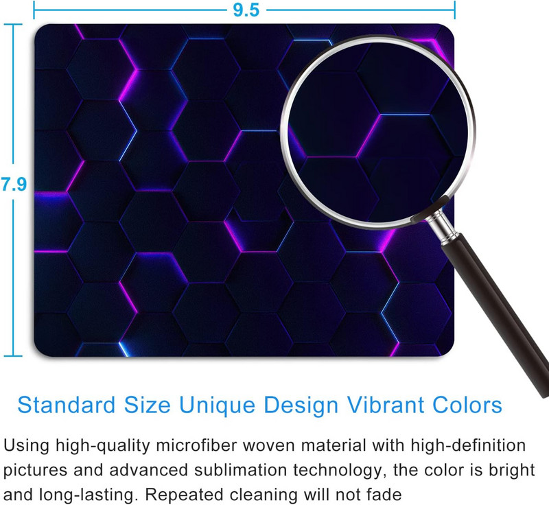 Gaming egéralátét Lila absztrakt művészet egérpad 9,5 x 7,9 hüvelykes, csúszásmentes gumi talpú egéralátét laptop számítógépes irodába