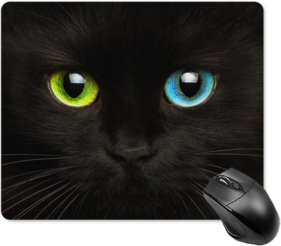 Black Cat Colors Eyes Egérpad csúszásmentes számítógépes egéralátét Egérpad gumitalppal irodai otthoni laptophoz 20 * 25 cm