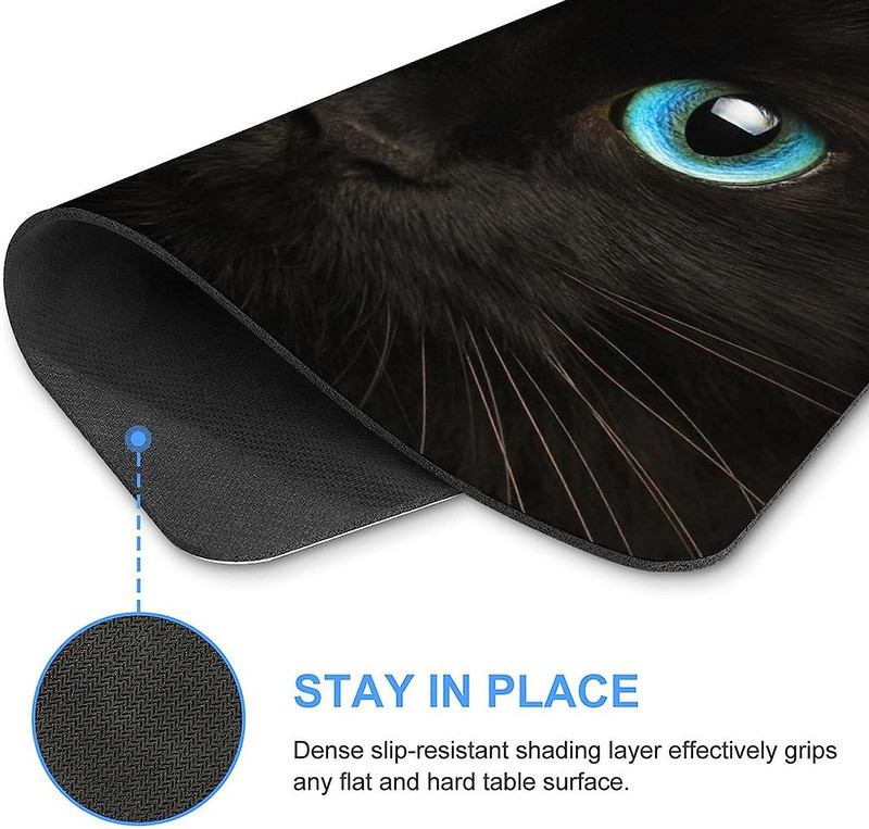 Black Cat Colors Eyes Egérpad csúszásmentes számítógépes egéralátét Egérpad gumitalppal irodai otthoni laptophoz 20 * 25 cm