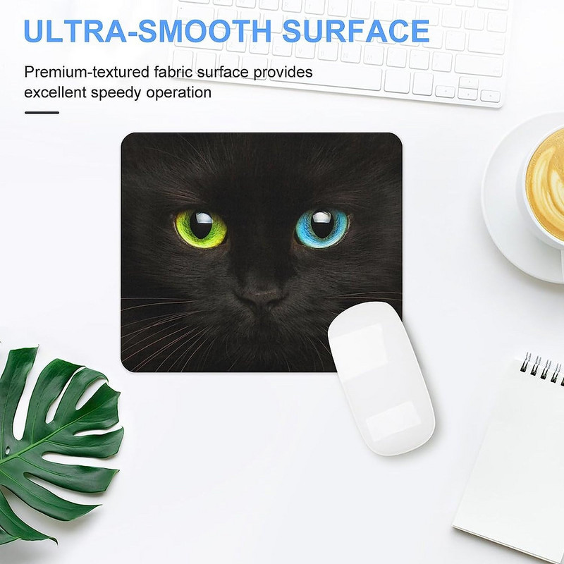 Black Cat Colors Eyes Egérpad csúszásmentes számítógépes egéralátét Egérpad gumitalppal irodai otthoni laptophoz 20 * 25 cm