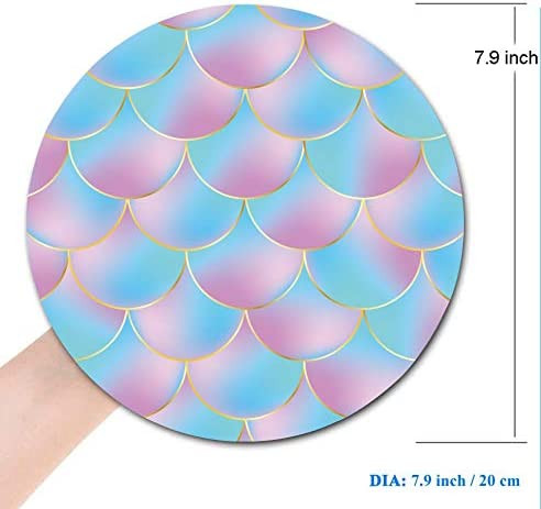 Kék lila hableány kerek egérpad Pretty Gaming Mouse Pad Vízálló, kör alakú egérpad csúszásmentes gumitalp irodai otthoni használatra