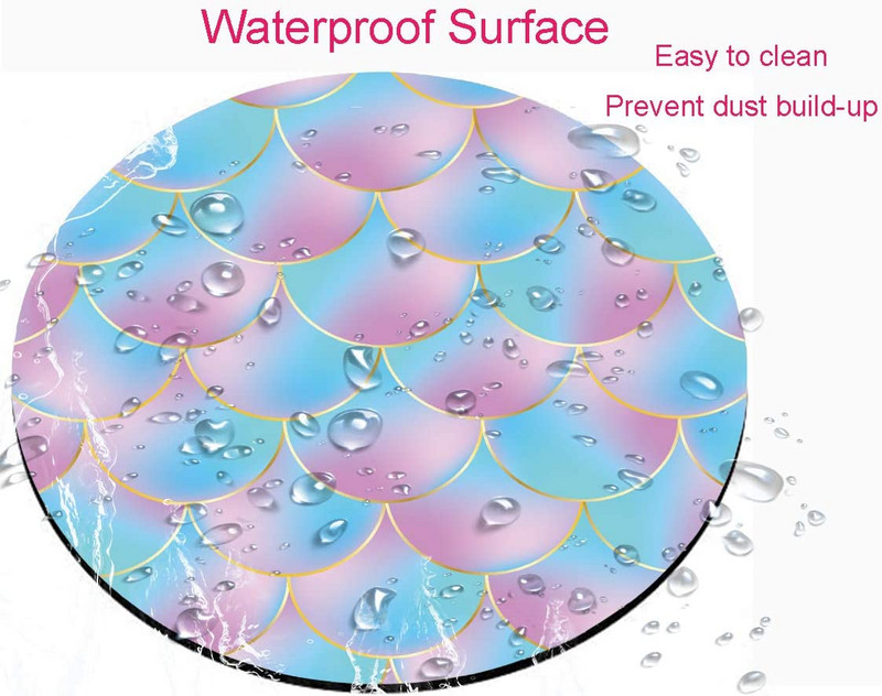 Kék lila hableány kerek egérpad Pretty Gaming Mouse Pad Vízálló, kör alakú egérpad csúszásmentes gumitalp irodai otthoni használatra