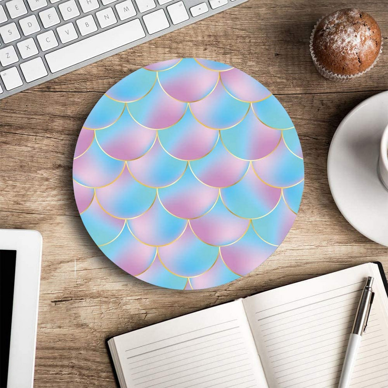 Kék lila hableány kerek egérpad Pretty Gaming Mouse Pad Vízálló, kör alakú egérpad csúszásmentes gumitalp irodai otthoni használatra