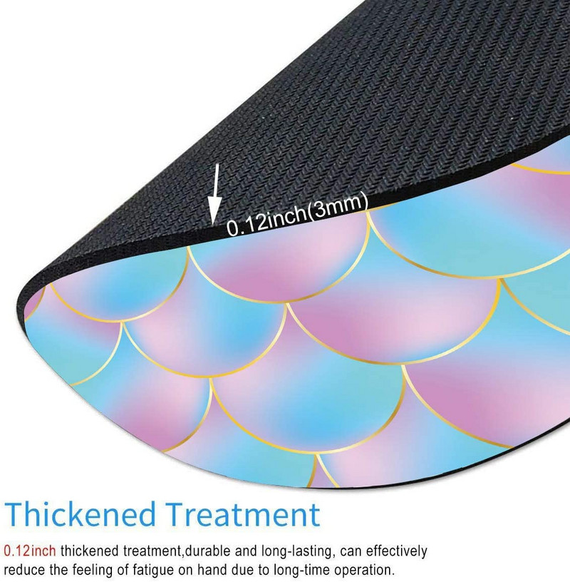 Kék lila hableány kerek egérpad Pretty Gaming Mouse Pad Vízálló, kör alakú egérpad csúszásmentes gumitalp irodai otthoni használatra