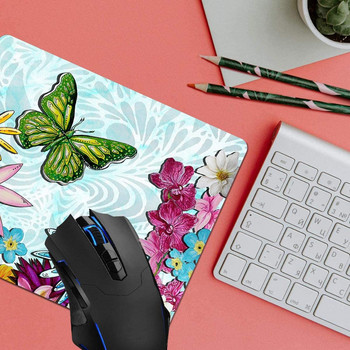 Подложка за мишка Флорални цветя Пеперуда Компютърни подложки за мишка Аксесоари за бюро Неплъзгаща се гумена основа, подложка за мишка за мишка за лаптоп