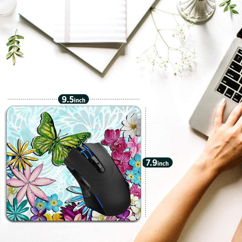 Egérpad Virágos virágok Pillangó Számítógép Egérpadok Asztali kiegészítők Csúszásmentes gumitalp, Egérpad laptop egérhez