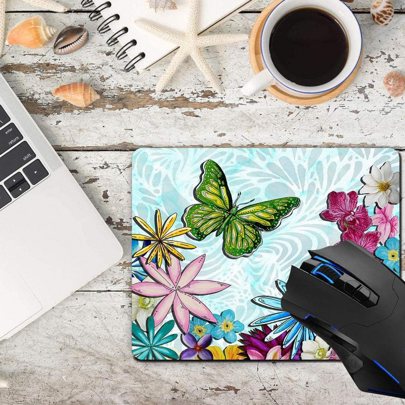 Egérpad Virágos virágok Pillangó Számítógép Egérpadok Asztali kiegészítők Csúszásmentes gumitalp, Egérpad laptop egérhez