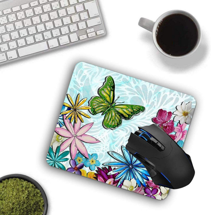 Egérpad Virágos virágok Pillangó Számítógép Egérpadok Asztali kiegészítők Csúszásmentes gumitalp, Egérpad laptop egérhez