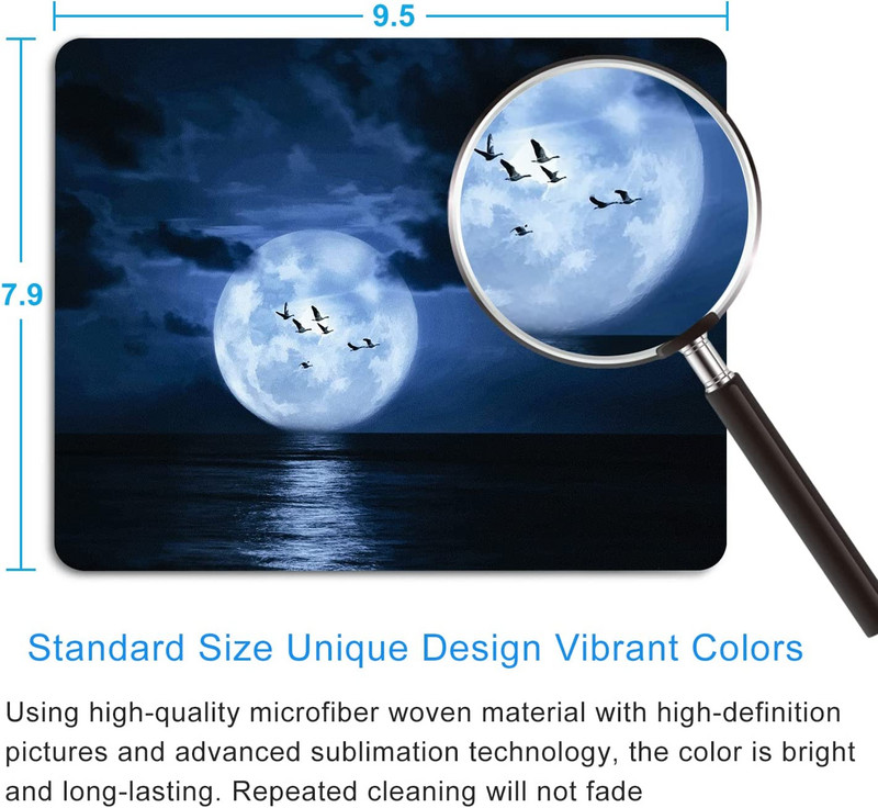 Dark Sky Moon egérpad számítógépes egérpad személyre szabott tervezésű irodai csúszásmentes gumi egéralátéttel, 9,5 x 7,9 hüvelykes