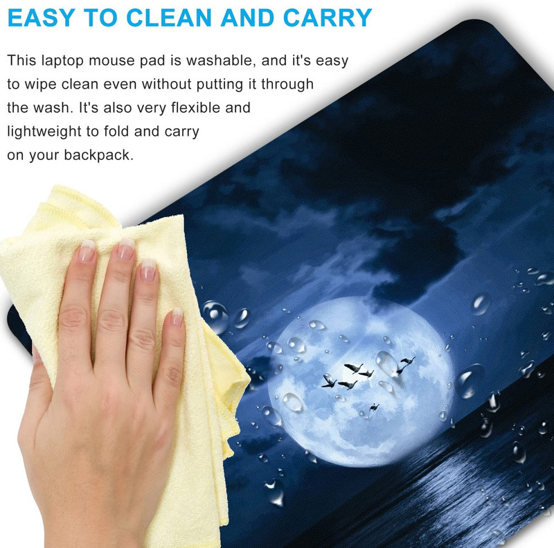 Dark Sky Moon egérpad számítógépes egérpad személyre szabott tervezésű irodai csúszásmentes gumi egéralátéttel, 9,5 x 7,9 hüvelykes