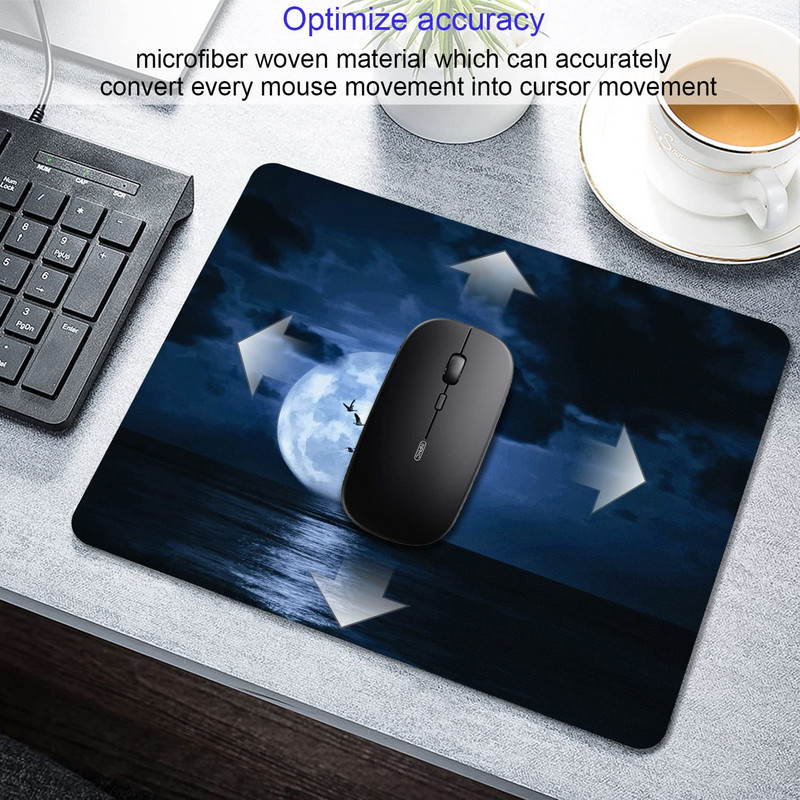 Dark Sky Moon egérpad számítógépes egérpad személyre szabott tervezésű irodai csúszásmentes gumi egéralátéttel, 9,5 x 7,9 hüvelykes