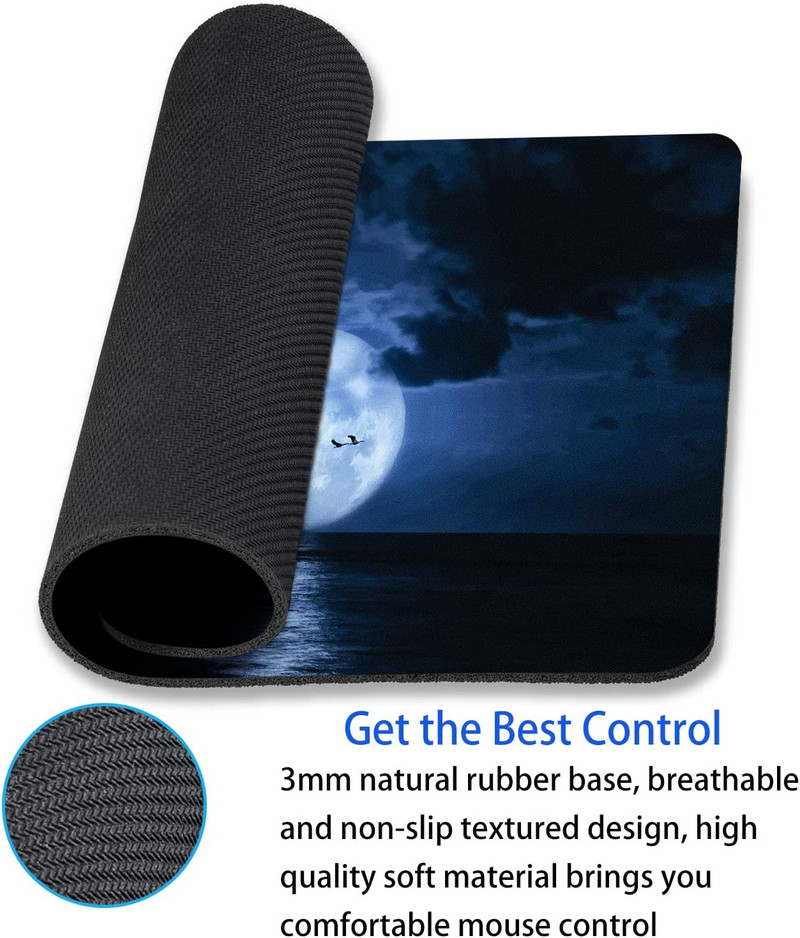 Dark Sky Moon egérpad számítógépes egérpad személyre szabott tervezésű irodai csúszásmentes gumi egéralátéttel, 9,5 x 7,9 hüvelykes