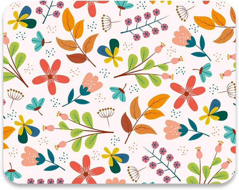 Egérpad közepes egérszőnyeg csúszásgátló talp PC-s irodai munkavégzéshez, játékhoz 9,5x7,9x0,12 hüvelykes virágok és levelek