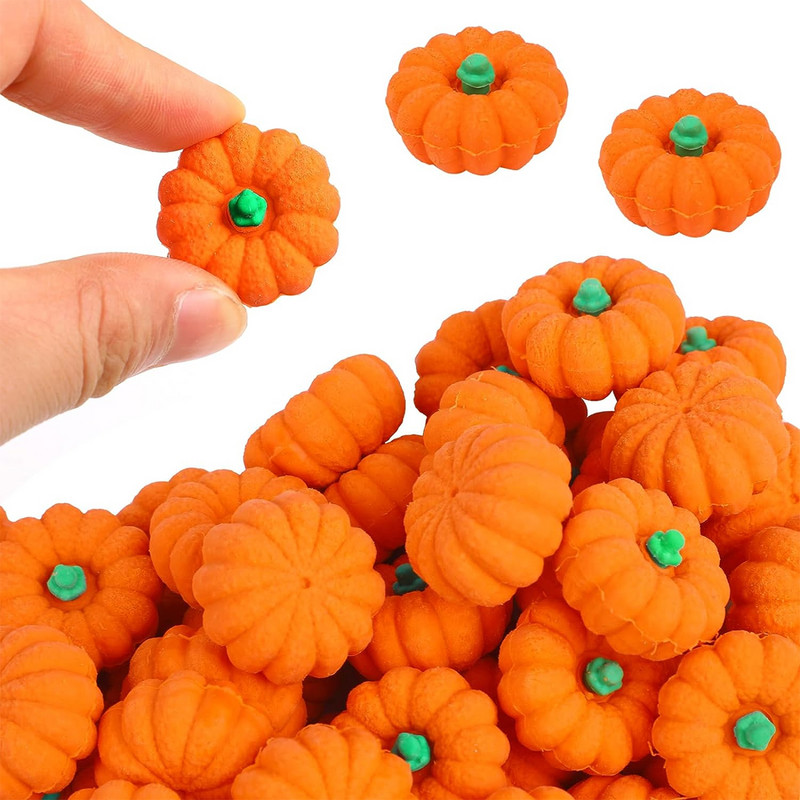 12db 3D sütőtök radír, mini gumi radír írószer diákoknak Halloween őszi Hálaadás Party Favor Tanári jutalom
