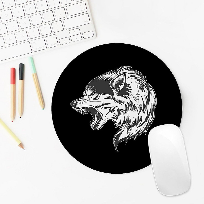Howing Wolf kerek egérpad Aranyos egérpadok csúszásmentes egéralátét otthoni irodai laptop számítógépes játékokhoz 7,9 hüvelyk × 7,9 hüvelykes