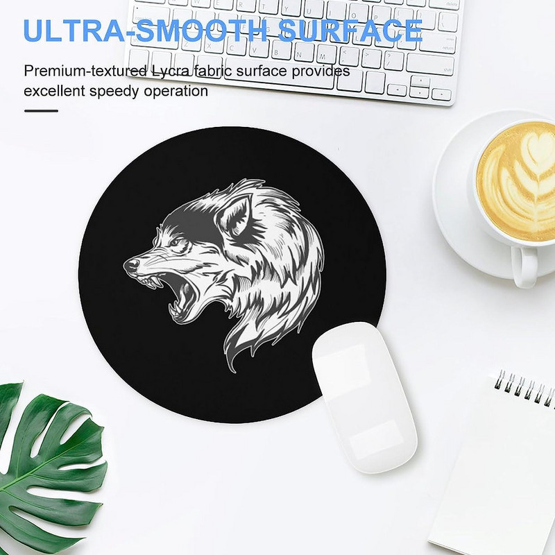 Howing Wolf kerek egérpad Aranyos egérpadok csúszásmentes egéralátét otthoni irodai laptop számítógépes játékokhoz 7,9 hüvelyk × 7,9 hüvelykes