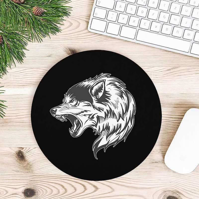 Howing Wolf kerek egérpad Aranyos egérpadok csúszásmentes egéralátét otthoni irodai laptop számítógépes játékokhoz 7,9 hüvelyk × 7,9 hüvelykes