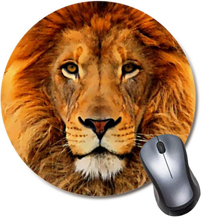 Lion Head Mouse Pad Gaming kerek egérpad számítógépes laptophoz csúszásmentes gumi asztali szőnyeg Aranyos irodai 7,9×7,9 hüvelykes laptophoz