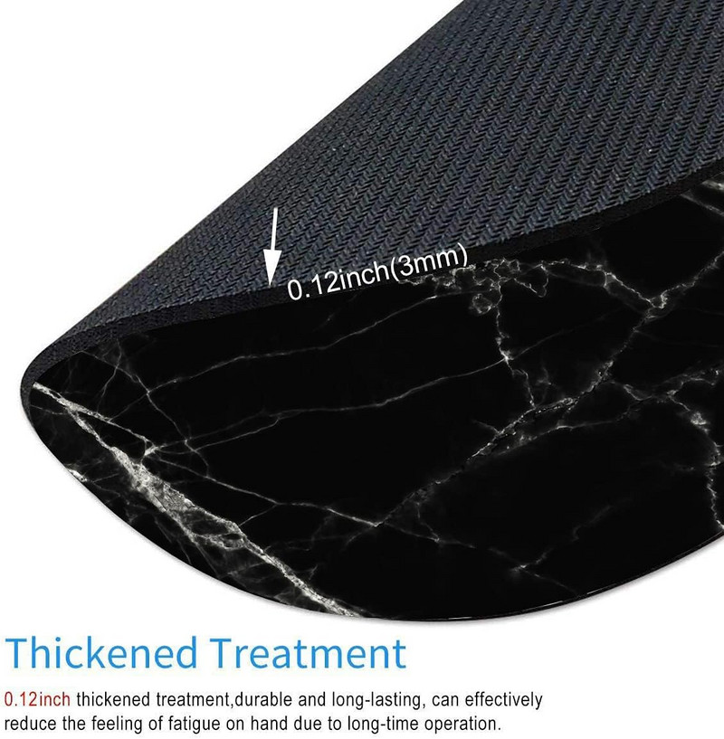 Márvány egérpad, vízálló, kör alakú kis egérpad csúszásmentes, gumi bázisú egérpad irodai számítógépes laptopokhoz (fekete márvány)