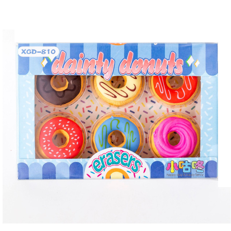 6db/szett Candy fánk radír Írószer Diák tanulás Radír kellékek