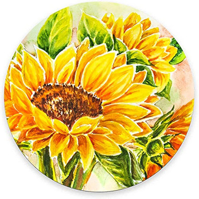 Sunflowers kerek egéralátét játékhoz, vízálló, kör alakú egéralátét csúszásmentes, gumi bázisú egérpadok 7,9 x 0,12 hüvelykes