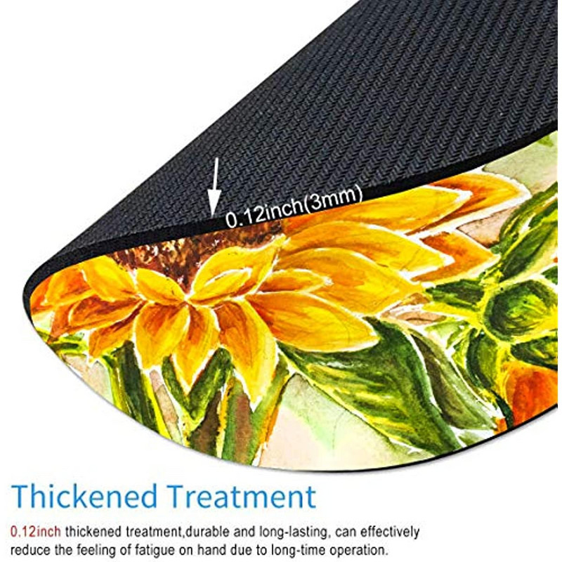 Sunflowers kerek egéralátét játékhoz, vízálló, kör alakú egéralátét csúszásmentes, gumi bázisú egérpadok 7,9 x 0,12 hüvelykes