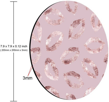 Блестяща текстура, блясък, розово злато, кръгла подложка за мишка Симпатична геймърска подложка за мишка, водоустойчива неплъзгаща се гумена основа, подложки за мишка 7,9x0,12 инча