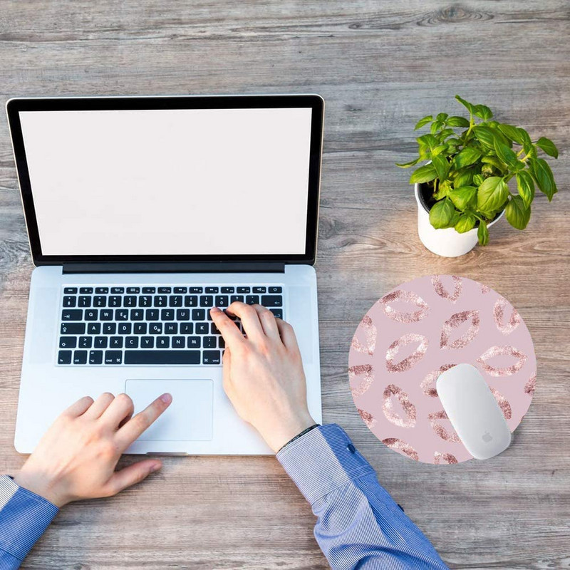 Sparkle Texture Glitterer Rose Gold Στρογγυλό Mouse Pad Χαριτωμένο gaming mouse mat Αδιάβροχο αντιολισθητικό ελαστικό βάσης Mousepad 7,9x0,12 ίντσες