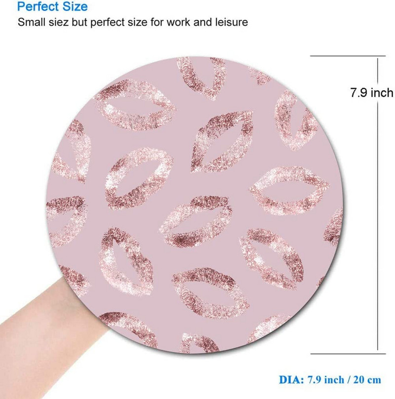 Sparkle Texture Glitterer Rose Gold Στρογγυλό Mouse Pad Χαριτωμένο gaming mouse mat Αδιάβροχο αντιολισθητικό ελαστικό βάσης Mousepad 7,9x0,12 ίντσες