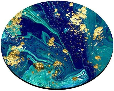 Kék márvány kerek egéralátét Arany zöld, türkiz, kör alakú egérpad, mérete 7,9 x 7,9 x 0,12 hüvelyk laptop számítógéphez otthon