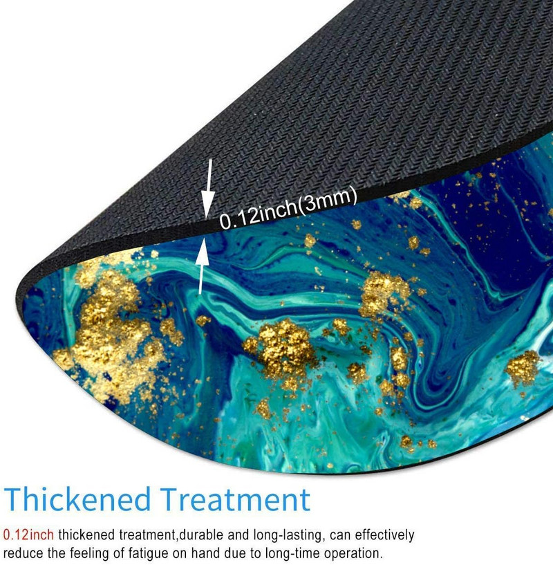 Kék márvány kerek egéralátét Arany zöld, türkiz, kör alakú egérpad, mérete 7,9 x 7,9 x 0,12 hüvelyk laptop számítógéphez otthon